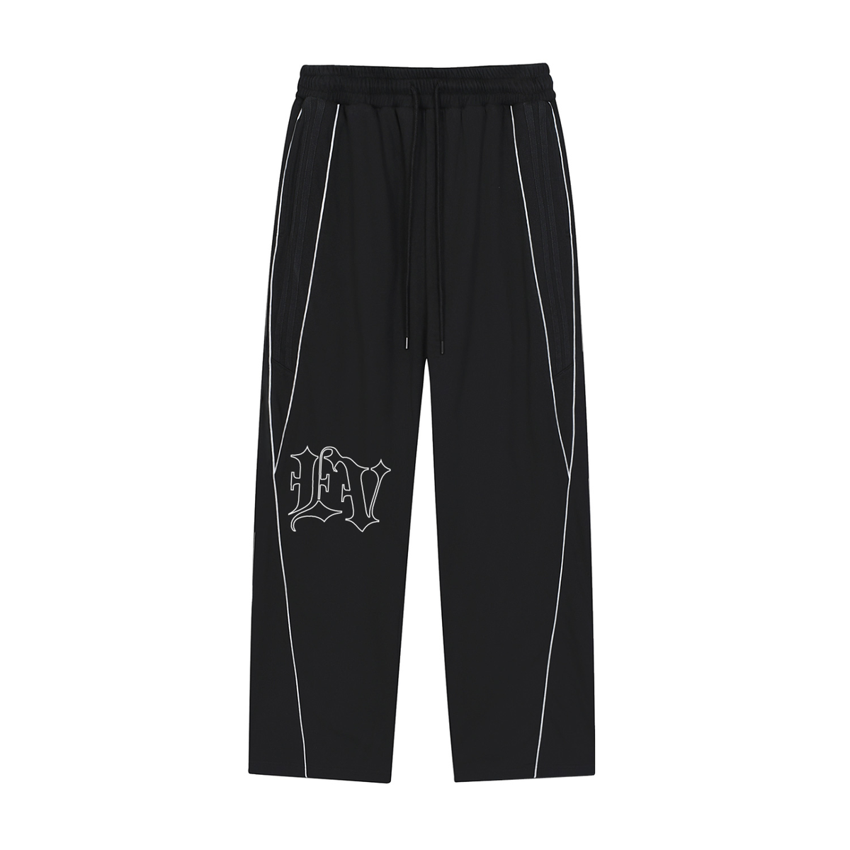 ODMPOD EVINCUS Reflection Striped Tracksuit Sweatpants, black with white reflective stripes, casual athletic loungewear