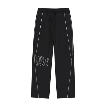 ODMPOD EVINCUS Reflection Striped Tracksuit Sweatpants, black with white reflective stripes, casual athletic loungewear
