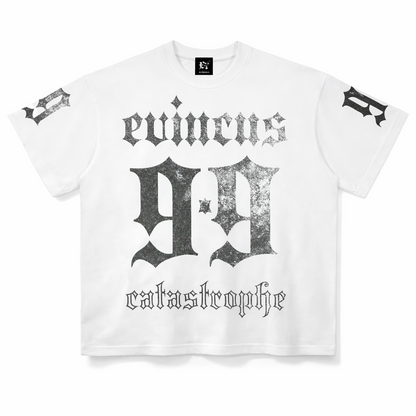 ODMPOD EVINCUS 99 TEE in black, featuring a casual crew neck design with the EVINCUS 99 graphic on the front.